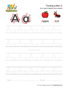 Letter A Tracing Worksheet for Preschool Capital & Small