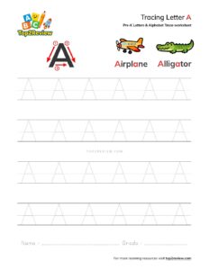 Letter A Capital Tracing Worksheet for Preschool